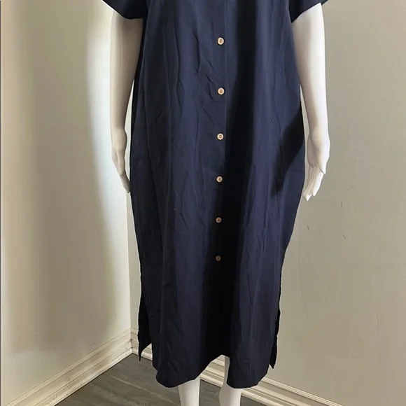 Zeagoo, Woman’s XL Navy Blue Buttoned Midi Dress - Picture 5 of 9